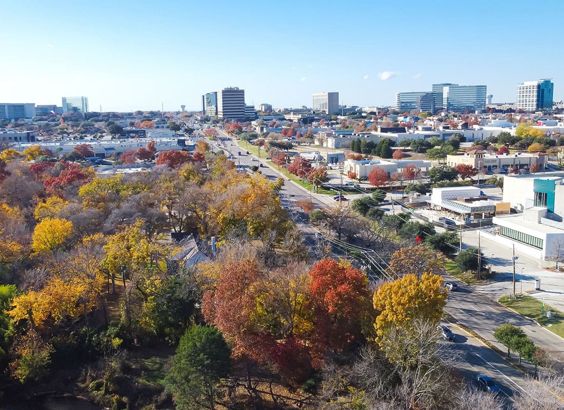 Addison, TX - Aerial View of Addison, TX on a Sunny Day